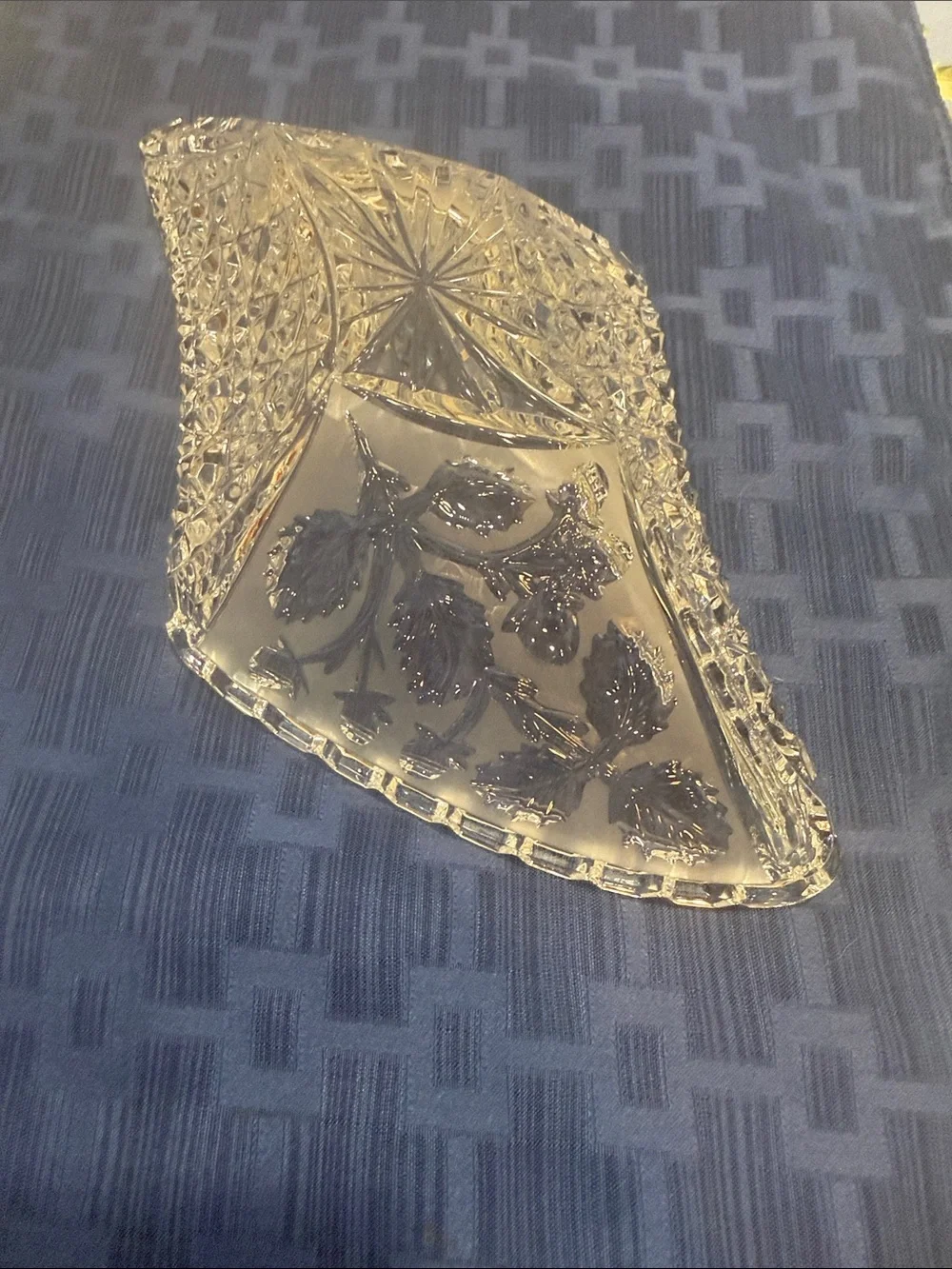 Clear Crystal Cut Serving Bowl - Elegant White-Clear Centerpiece